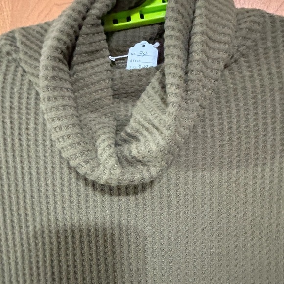Zenana Thermal Sweater Olive Green Slouch Turtle Neck Oversized 3X - Picture 3 of 5